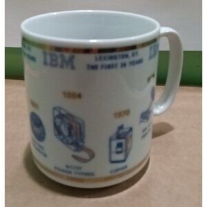 Vintage IBM Coffee Mug/Cup White & Blue 1956-1976 First 20 Years Lexington, Ky